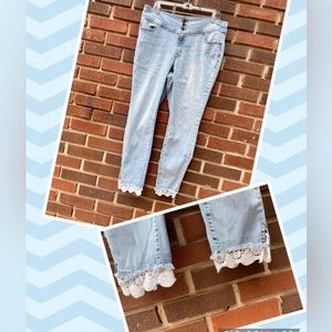 Lane Bryant jeans size 16 GUC lace detail on pant leg
